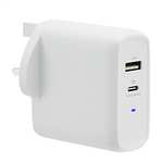 Amazon Basics 63W Two-Port GaN Wall Charger with 1 USB-C (45W) and 1 USB-A (18W) with Power Delivery - White (non-PPS) w/voucher