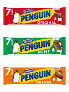 McVitie's 7x24.6g Penguin Milk Chocolate/Mint/Orange Biscuit Bar Multipack 172g