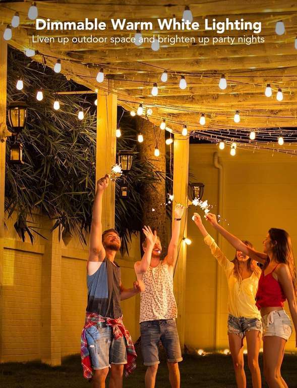 Govee Outdoor LED String Lights, 15m RGBIC WiFi Garden Lights Dimmable Warm White LED Bulbs - Sold by Govee UK / FBA