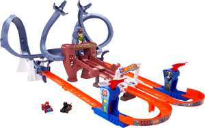 Hot Wheels RacerVerse Spider-Man’s Web-Slinging Speedway Track Set with Hot Wheels Racers Spider-Man and Black Panther