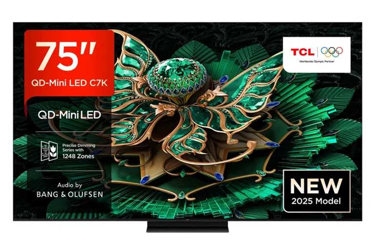 TCL 75C7K-UK 75 inch QD-Mini LED 4K Ultra HD HDR Smart TV with 6 year warranty