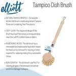 Elliott Wooden dish brush with Natural tampico fibres, Long reach washing up brush for cleaning glasses, plates, pots & pans £1.80 @ Amazon