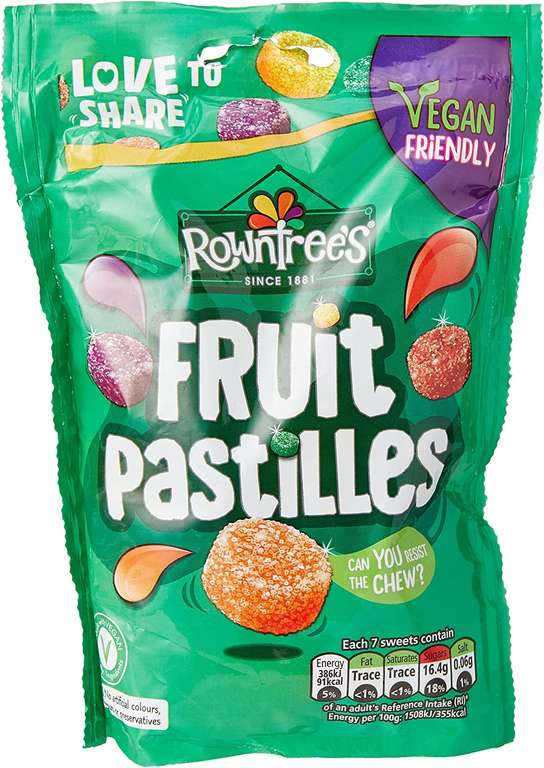 Rowntree's Fruit Pastilles Sweets Sharing Pouch, 143 g x 5 - £1.40 @ Amazon Business