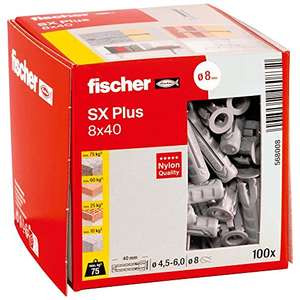 fischer 568008 SX Plus Expansion Wall Plug, 8mm x 40mm, Pack of 100 £3.05 Prime Exclusive Deal