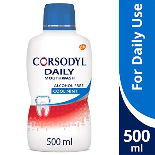 Corsodyl Daily Gum Care Mouthwash Alcohol Free Cool Mint, 500ml £3 (10% Voucher On S&S Available, 5% £2.50 / 15% £2.25) @ Amazon