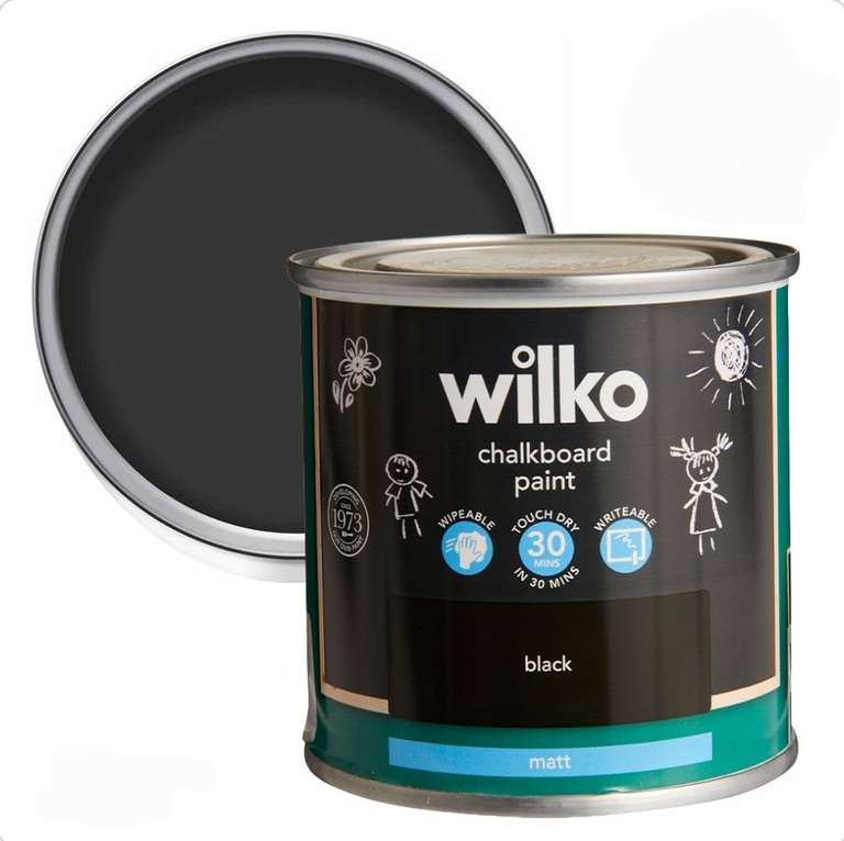 Wilko Quick Dry Black Matt Chalkboard Paint 250ml now £5 + Free Collection (Limited Stores) @ Wilko
