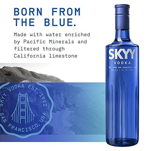 SKYY Vodka 70 cl, 40% ABV - Premium Quadruple Distilled American Vodka £14.45 @ Amazon