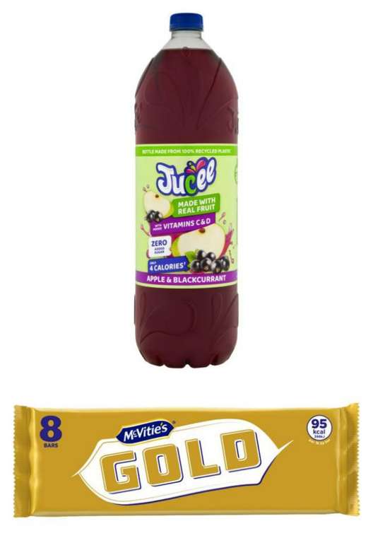 Jucee Apple & Blackcurrant 2L 20p / McVitie's Gold Biscuit Bars x8 142g 53p @ Sainsbury's Cromwell Road London