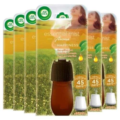 6 x Air Wick Air Freshener Essential Mist Aroma Refill Happiness 20ml Sold by official_brand_outlet