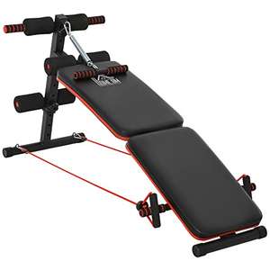 HOMCOM Sit Up Bench Core Workout Adjustable Thigh Support Foldable for Home Gym w/Arm Pulling Rope Black (Lightning Deal ) @ MHSTAR