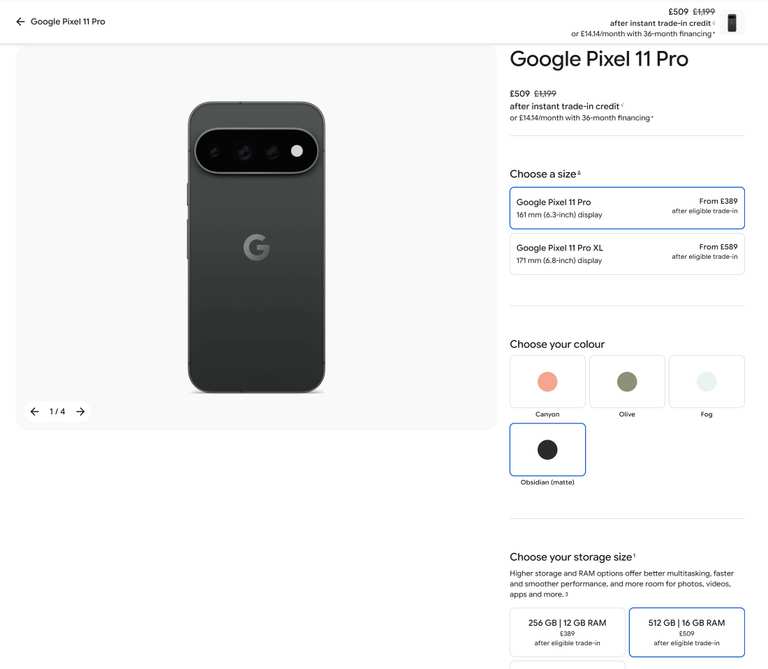Google Pixel 11 Pro 256GB / 11 Pro XL – £389 after Pixel 9 Pro Trade‑In via Google Store + TOTUM (Ends 01/09)