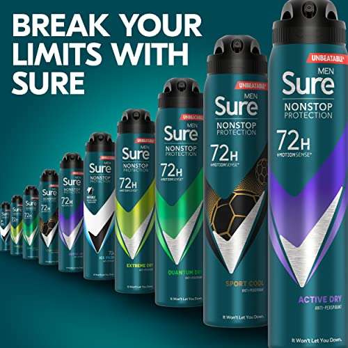 Sure Men Active Dry Nonstop Protection MotionSense 72hr Deadorant, 250ml - £2 (£1.90 Subscribe & Save) @ Amazon