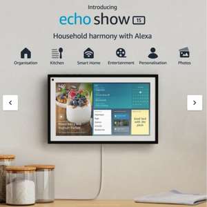 Echo Show 15 - Full HD 15.6" smart display for family organisation with Alexa (Free C&C)