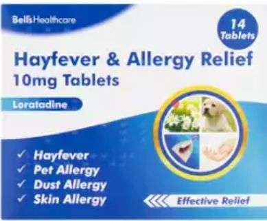 Bells Healthcare Hayfever & Allergy Relief Tablets Loratadine 14 Tablets £1 (2 for £1.50) @ asda