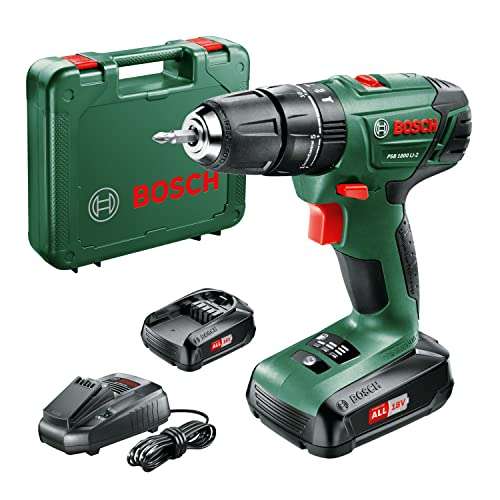 Bosch Home and Garden Cordless Combi Drill PSB 1800 LI-2 (2x18 volt batteries, 20 torque settings, drill & impact function, carrying case)