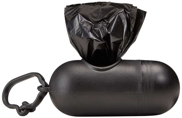 Basics Dog Poop Bags With Dispenser and Leash Clip, Unscented,  Standard, 600 Count, 40 Pack of 15, Black, 13 Inch x 9 Inch