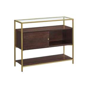 VASAGLE Chocolate Brown Sliding Door Sideboard with Gold Metal Frame & Glass Top for £39.99 delivered using code (UK mainland) @ Songmics