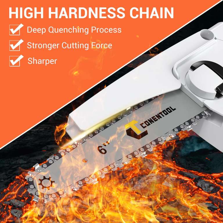 CONENTOOL 5000mAh Mini Chainsaw Cordless 6 Inch, Battery Chainsaw - w/Code, Sold By SalesCreator EU FBA