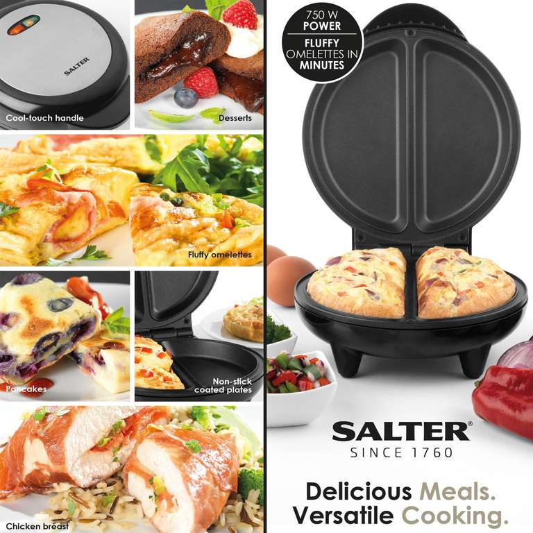 Salter EK2716 Dual Omelette Maker – Double Egg Cooker with Non-Stick Plates