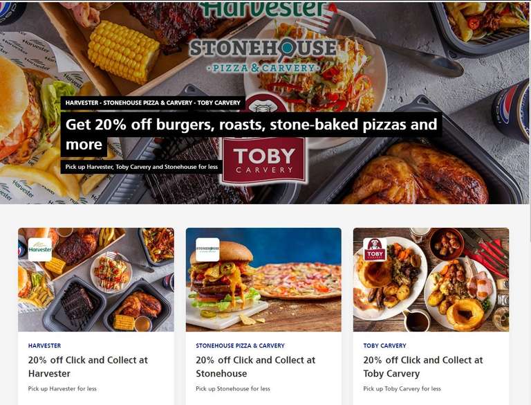 Get 20% off burgers, roasts, stone-baked pizzas and more on £25 spend, Pick up at Harvester, Toby Carvery and Stonehouse via O2 Priority