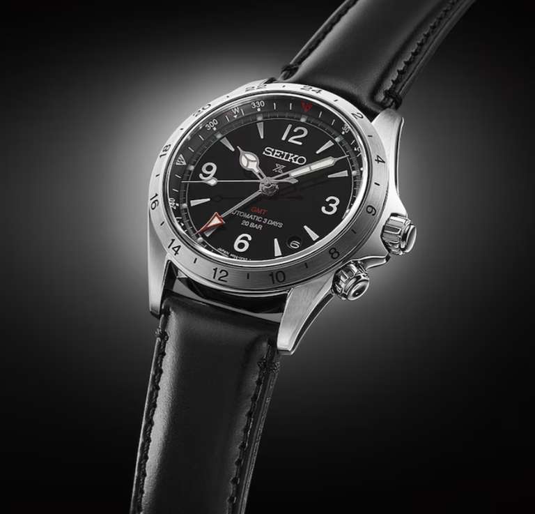 Seiko Alpinist GMT Black Dial Watch W/Code