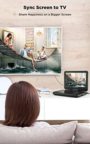 DBPOWER 12.5" Portable DVD Player with 10.5" Swivel Screen - £41.99 With Voucher, Dispatched By Amazon, Sold By Sagano EU