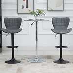 HOMCOM Bar Stools Set of 2 Adjustable Height Swivel Bar Chairs in PU Leather with Backrest & Footrest, Grey @ MHSTAR