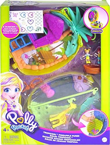 Polly Pocket Tropicool Pineapple Wearable Purse Compact, 8 Fun Features, Micro Polly & Lila Dolls £8.49 (click & collect) @ Smyths