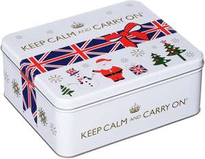 KEEP CALM and CARRY ON White Christmas Tin Filled with 40 English Breakfast Teabags (125g) & 100g Shortbread Biscuits £3.09 @ Amazon