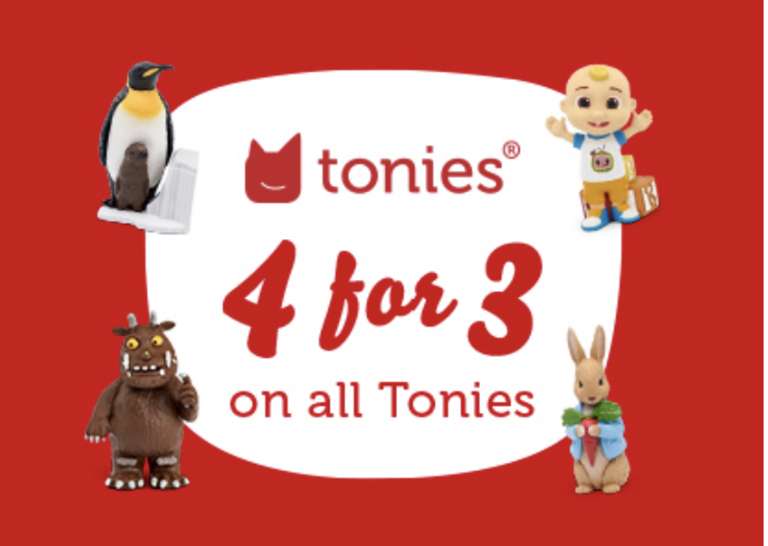 4 for 3 On Tonies Audio Characters + 20% Off When You Spend £50+ With Discount Code
