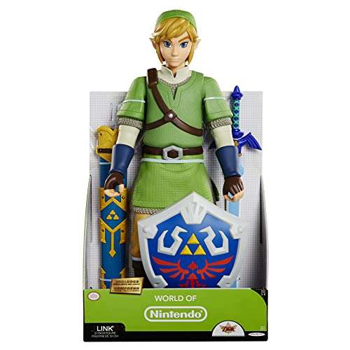Legend Of Zelda Nintendo The Link Action Figure 20" / 50 cm. Includes 7 Points of Articulation Iconic Shield, Sword, and Sheath
