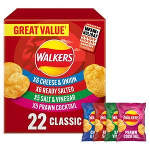 Walkers Classic Variety / Meaty Variety Multipack Crisps 22 x 25g - Clubcard price - £3.50 @ Tesco