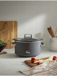 Gino D'Acampo Soft-Touch Grey 3.5L Slow Cooker - Free Click & Collect