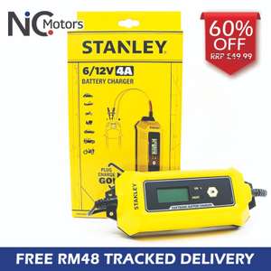 STANLEY Car Battery Charger 12V 6V 4A Fast Automatic Smart Pulse Repair AGM GEL - with code by needit clickit (£5 Quidco)