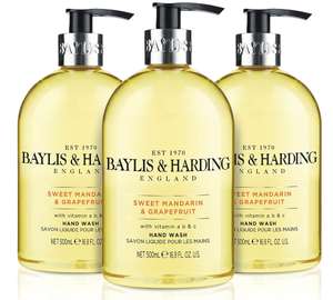Baylis & Harding Sweet Mandarin and Grapefruit Hand Wash, 500 ml, Pack of 3 - £4.68, 15% voucher s/s £3.40 or less @ Amazon