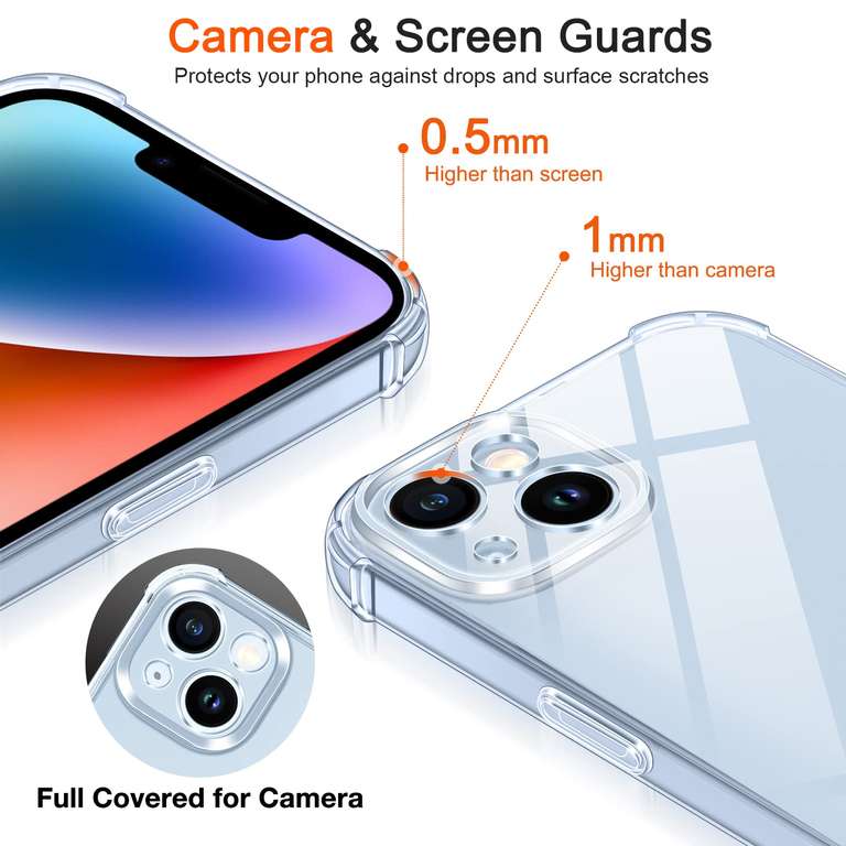 4 in 1 Camera Cover Case For iPhone 14 6.1" 3 Pack Tempered Glass Screen Protector, Clear - Sold By AYRmall-AMUK FBA