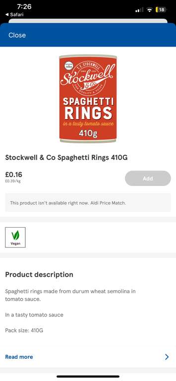 Stockwell & Co Spaghetti Rings 410G - 16p Instore @ Tesco (Ipswich)