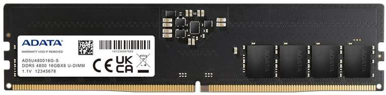 Adata 16GB (1x 16GB) 4800MHz U-DIMM DDR5 RAM - £26.98 delivered @ Box