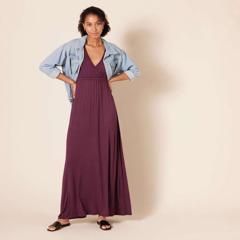 maxi a line dress with sleeves Plain High Neck Long Sleeve A-line Maxi Dress – HelloFatima