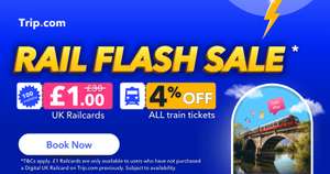 Railcard flash sale - 100 £1 Railcards from 10am + 4% Off All Train Tickets
