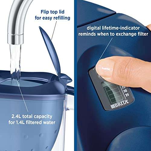 BRITA Marella fridge water filter jug Includes 1 x MAXTRA+ filter cartridges, 2.4L Blue £16.98 @ Amazon / Dispatches and Sold by Ozaroo