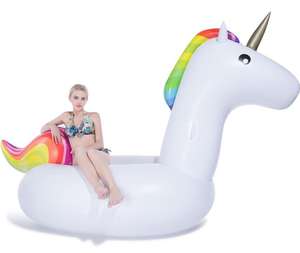 GIANT Rainbow Unicorn Swimming Pool Lounger Ride On Inflatable Toy Beach Float £12.49 @ Pinkandbluegifts on eBay