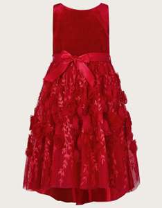 Girl's Velvet 3d roses dress red £37.50 click and collect at Monsoon