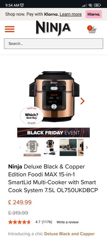 Ninja Deluxe Black & Copper Edition Foodi MAX 15-in-1 SmartLid Multi-Cooker with Smart Cook System 7.5L