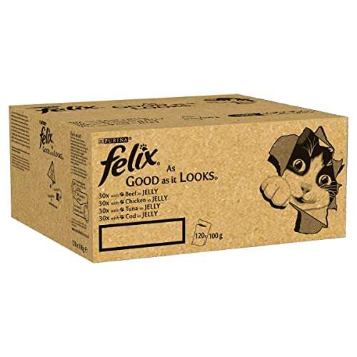 Felix As Good As It Looks Adult Wet Cat Food 120 x 100g Pouches £37.50 / £35.63 Subscribe & Save + 20% Voucher on 1st S&S @ Amazon