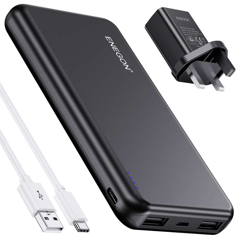 ENEGON Portable Charger Kit, 10000mAh Power Bank with Charger and USB-C Cable, Dual USB C in&out Battery Pack - FUPOWER Store FBA