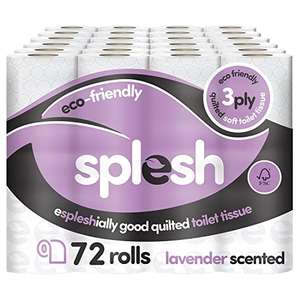 Splesh by Cusheen Toilet Roll Bulk Buy (72 Toilet Rolls) Lavender Fragrance £23.99 - Sold and dispatched by Cusheen on Amazon