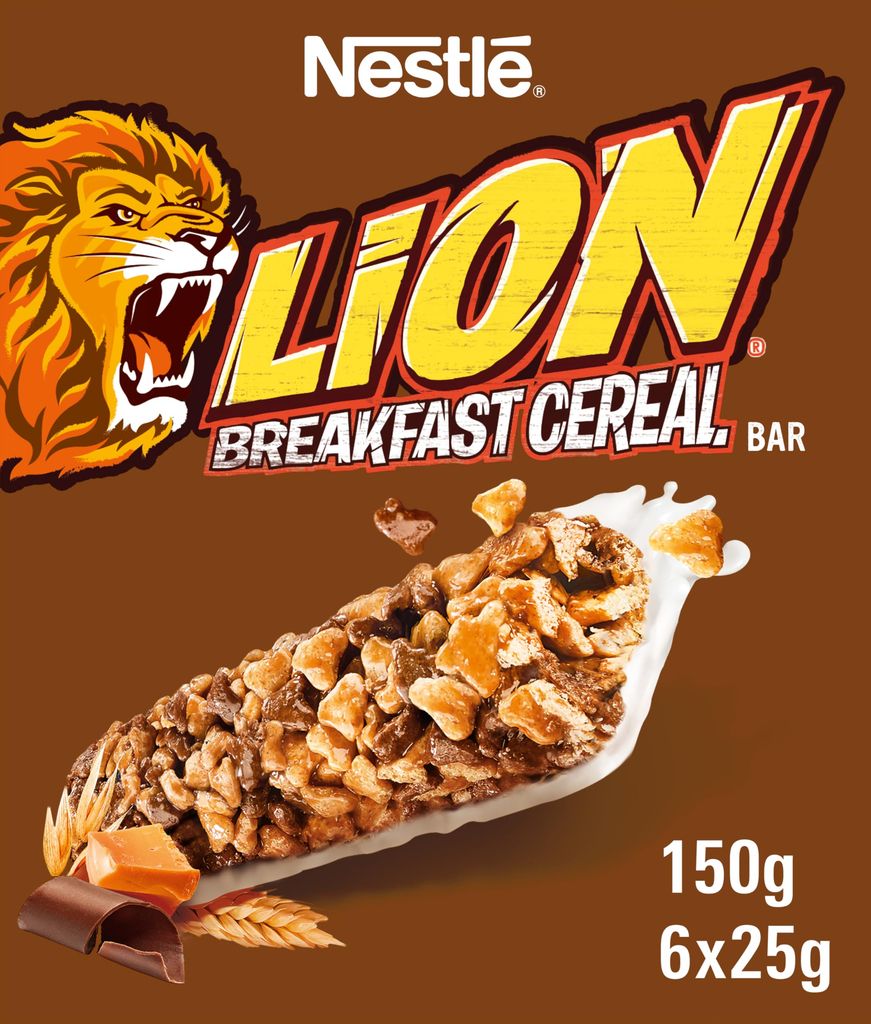 Nestlé Cereals - Lion Breakfast Cereal & Milk Bar - 6 x 25g Bar Multipack (95p S&S)