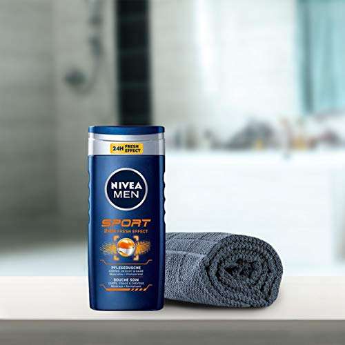 NIVEA MEN Sport Shower Gel Pack of 6 (6 x 250 ml), Anti-Bacterial Body Wash with Lemon Scent, All in 1 - £5.40 S&S +10% First Order Voucher