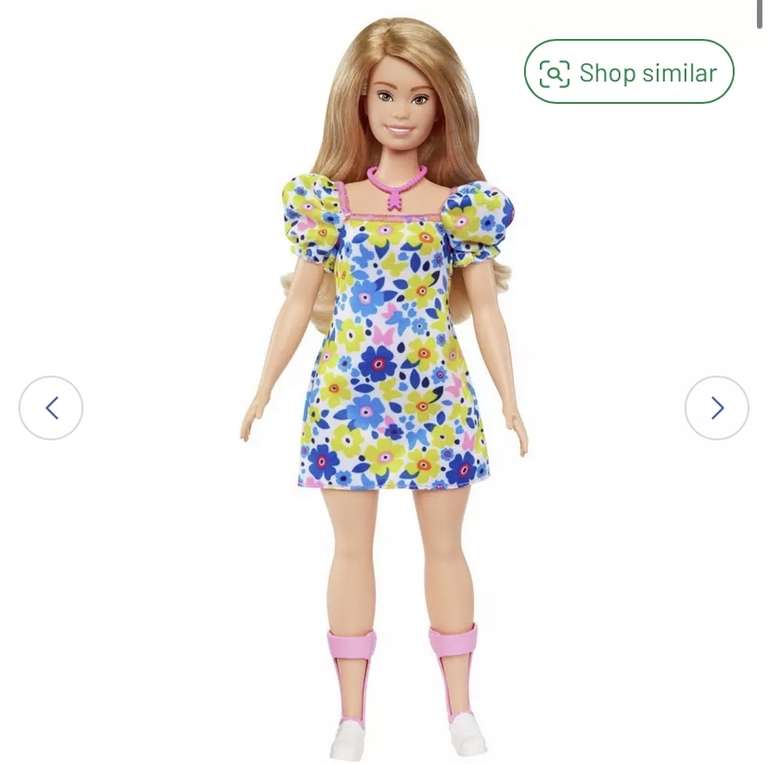 Barbie Fashionista Doll - Floral Babydoll Dress - 30cm - Free click and collect